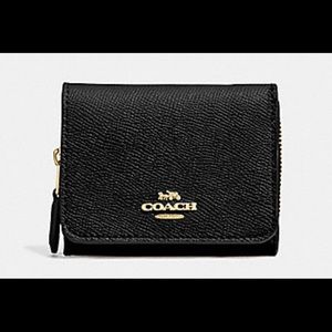 Coach Small black/light gold trifold wallet
